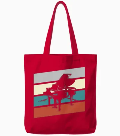 Piano Retro Tote Bags - Red