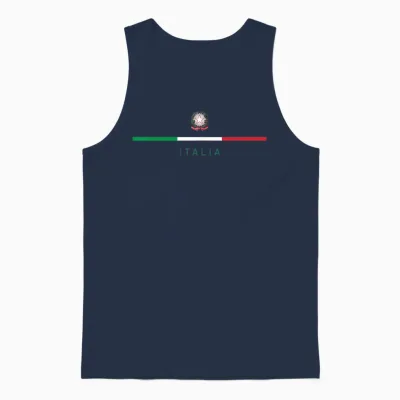 Italia National Flag Colors Italy Crest Logo Italian Roots Unisex Tank Top - Navy