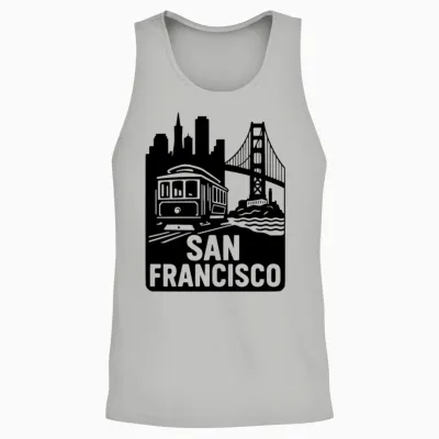 San Francisco California Gate City Cable Car Unisex Tank Top - Ash