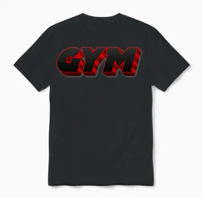 Bold Gym Text in Red and Black Unisex T-Shirt - Black