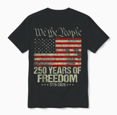 Drapeau Américain Vieilli 250e Anniversaire Unisex T-Shirt - Black