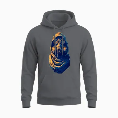 Urban Gas Mask Hooded Design Unisex Hoodie - Charcoal
