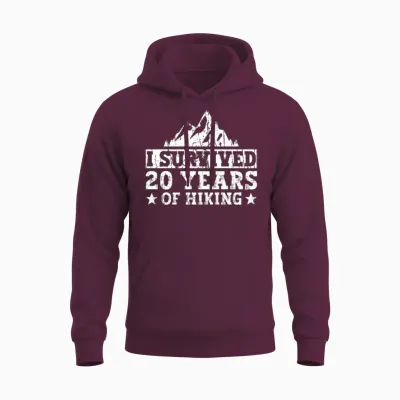 I Survived 20 Years of Hiking - Hiking 20th Unisex Hoodie - Maroon