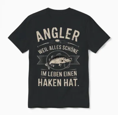 Men's T-Shirt with German Text "alles Schöne Hat Einen Haken [german Language] Unisex T-Shirt - Black