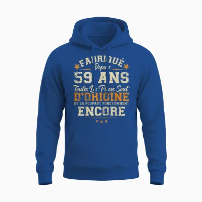 Made 59 Years Ago Birthday Joke Man Humor 1966 Unisex Hoodie - Royal