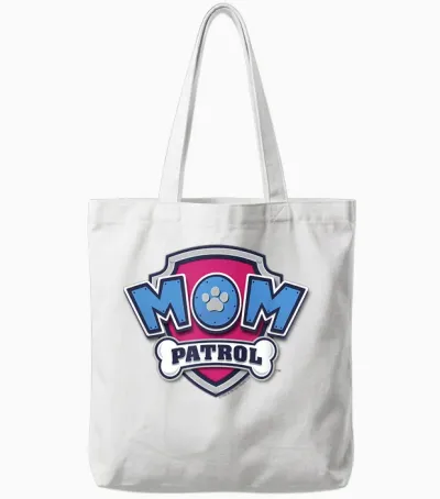 Paw Patrol Mother's Day Mom Patrol Badge Tote Bags - White