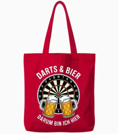Darts Und Bier Darum Bin Ich Hier Funny Dart Tote Bags - Red