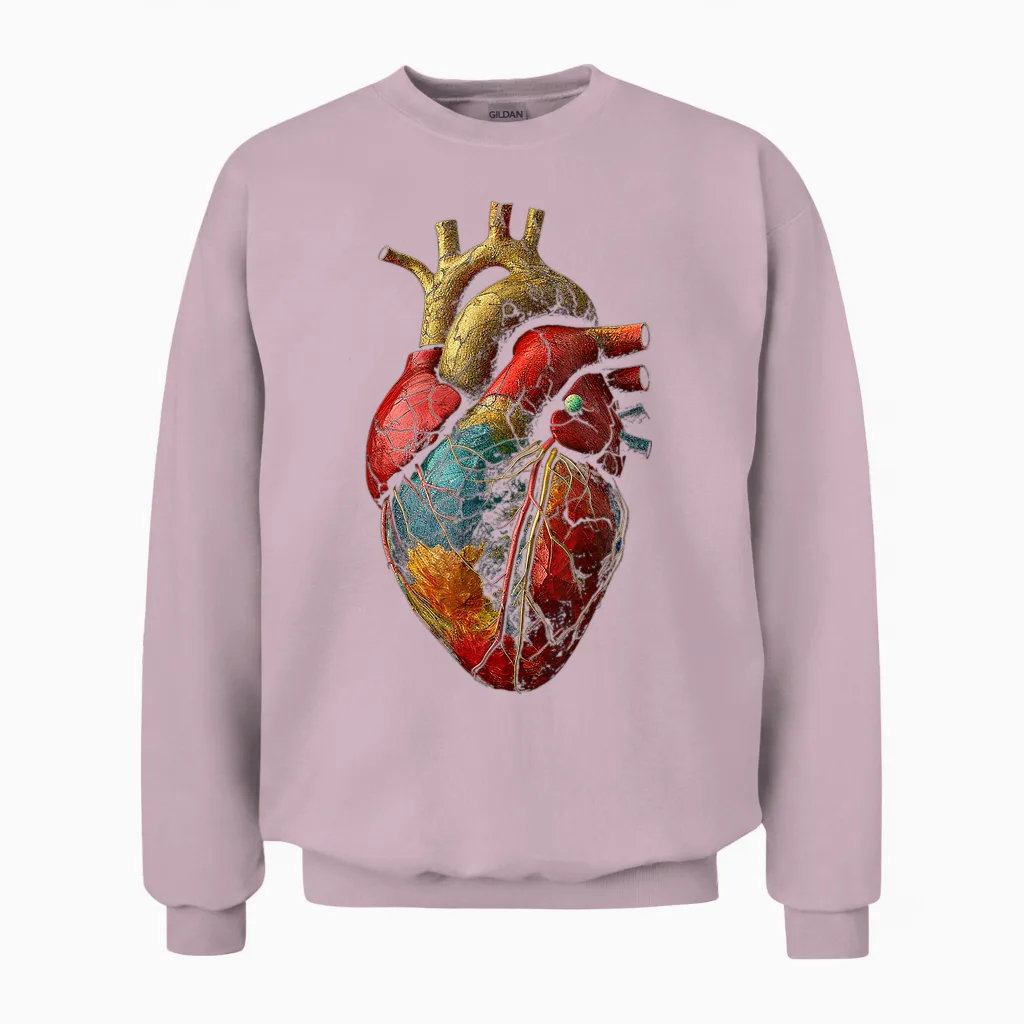 Herz Anatomisch Grafik Kunstwerk Herz Unisex Sweatshirt in Light Pink