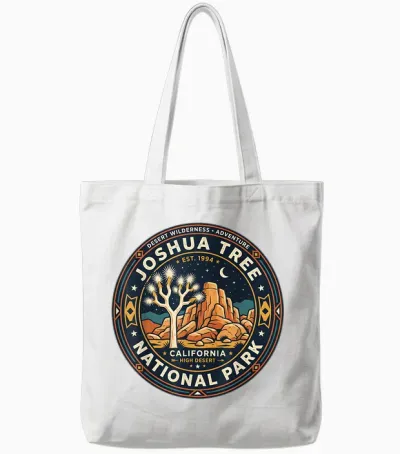 Badge Vintage Joshua Tree National Park California Tote Bags - White