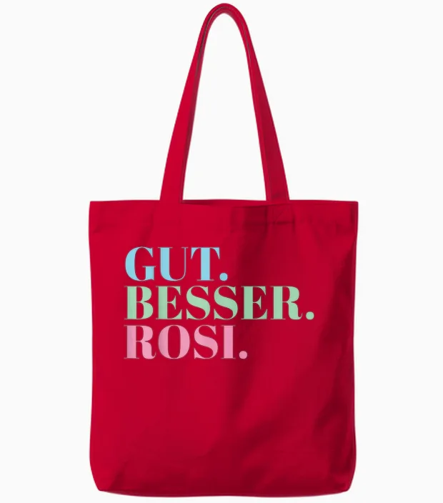 Gut Besser Rosi T-Shirt, Black Tote Bags in Red