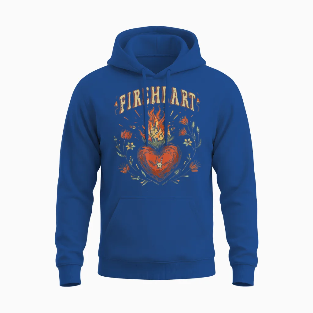 Vintage Fire-Heart Unisex Hoodie in Royal