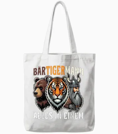 Bärtigermann Spruch Lustiger Bartiger Mann Wikinger Runen Hu Tote Bags - White