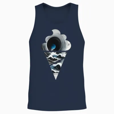 Ocean Wave Ice Cream Unisex Tank Top - Navy