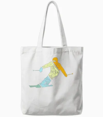 Ski Retro Tote Bags - White