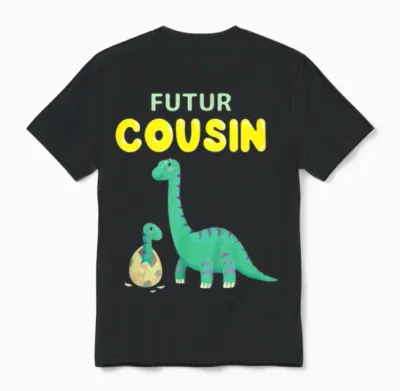 Child Future Cousin Announcement Pregnancy Je Vais Etre Cousin 2026 Unisex T-Shirt - Black