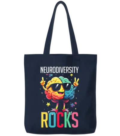 Autistic Autism Neurodiversity Rocks Tote Bags - Navy