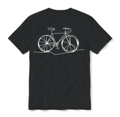 Bicycle Bike Cycle - One Line Art - Cyclist Biking Unisex T-Shirt - Black