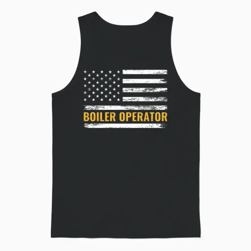 Boiler Operator American Flag Work Pride Unisex Tank Top in Black
