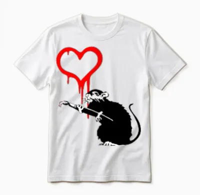 Banksy Papl2173 Love Rat Graffiti Modern Graphic Art Bekleidung Unisex T-Shirt - White
