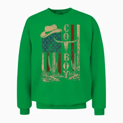 Western Country Rodéo Rétro Cowboy Pour Homme Et Adolescent Unisex Sweatshirt - Irish Green
