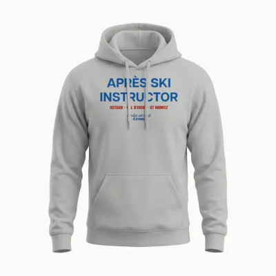 Aprés Ski Instructor X Livelife Ski Club Skier Backprint T-Shirt, White Unisex Hoodie - Ash