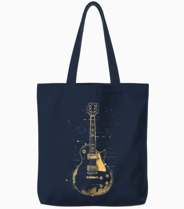 Classic Electric Guitar Vintage T-Shirt, Black, S Tote Bags in Navy