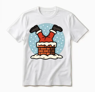 Santa Feet Snow Chimney Humor Unisex T-Shirt - White