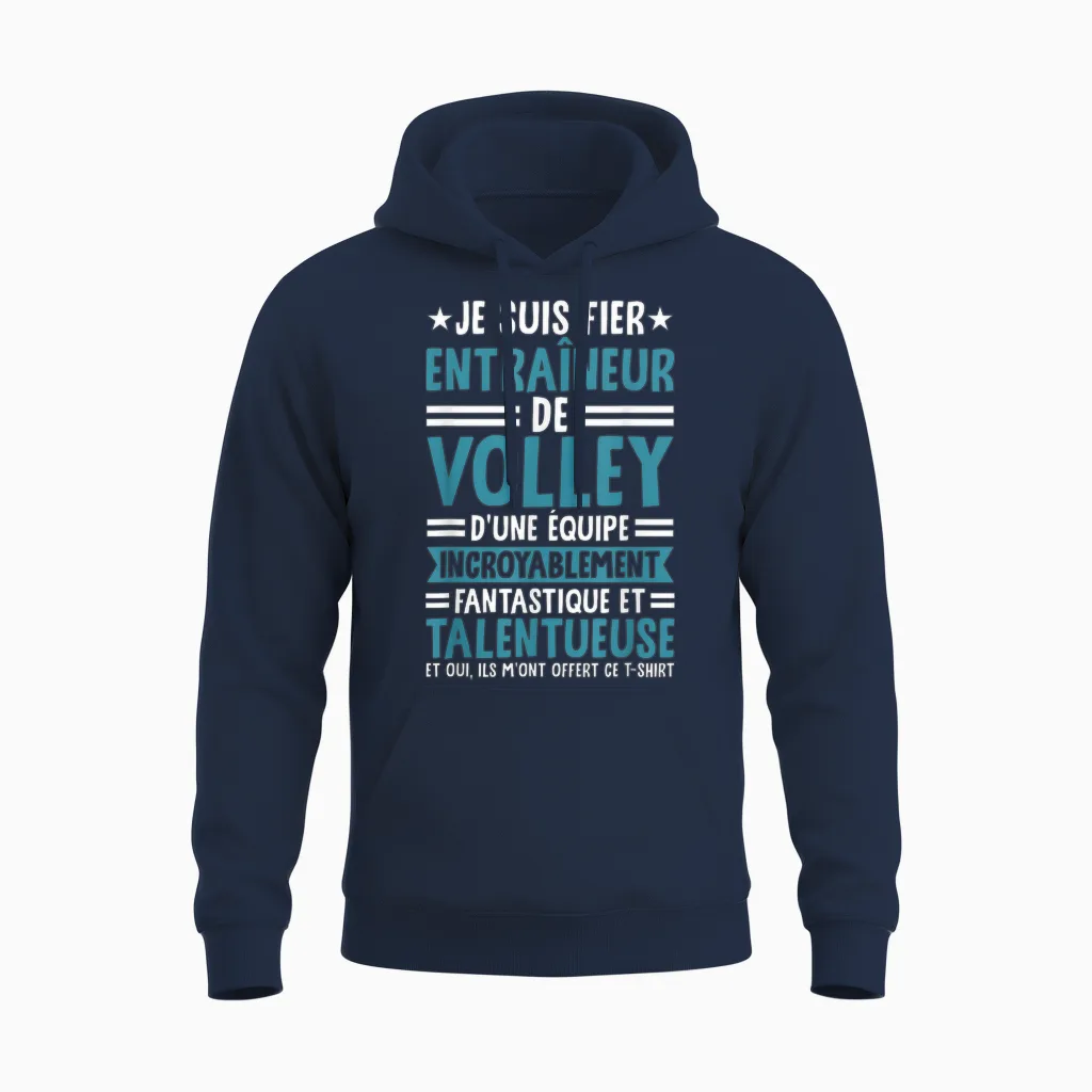 Funny Volleyball I Am Proud Volleyball Coach Unisex Hoodie in Navy