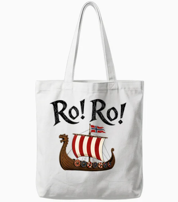 Ro Ro Norwegen Wikinger Schiff Fußball Norwegischer Fan Tote Bags in White