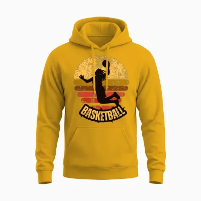 Yellow Red Vintage Retro Basketball Unisex Hoodie - Gold