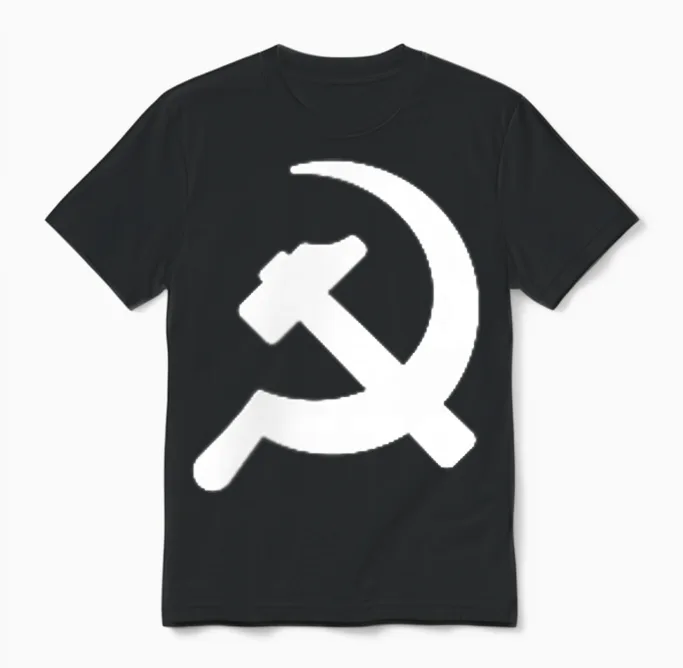 Hammer Sichel Minimalistische Grafik Kommunismus Sozialismus Unisex T-Shirt in Black