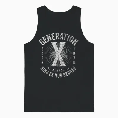Generation X Born 1970 Danach Ging Es Nur Bergab Retro Style Unisex Tank Top - Black