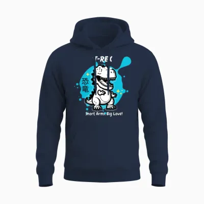T Rex Hugs Short Arms Unisex Hoodie - Navy