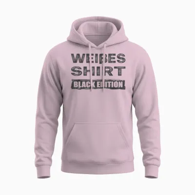 Sarcasm Black Edition: White T-Shirt, Black Unisex Hoodie - Light Pink