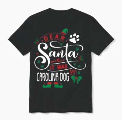 Carolina Dog Dog Christmas Dog Breed Unisex T-Shirt - Black