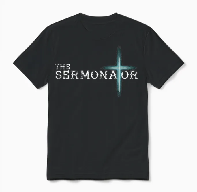 The Sermonator Pastor Appreciation Christian Cross Unisex T-Shirt in Black