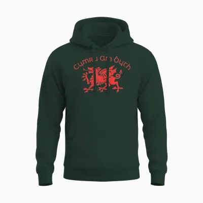 Cymru Am Byth Dragon Funny Red Welsh Pride Men Wom Unisex Hoodie - Forest