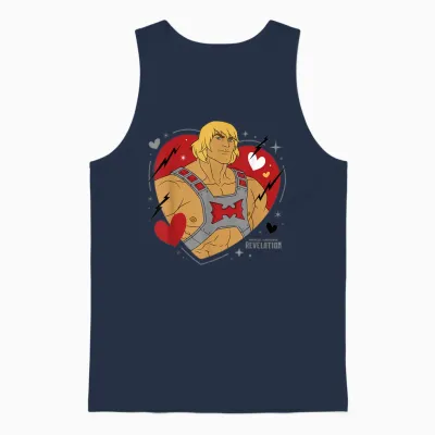 The Revelation of Masters of the Universe - He Man Heart T-Shirt, Blue Unisex Tank Top - Navy