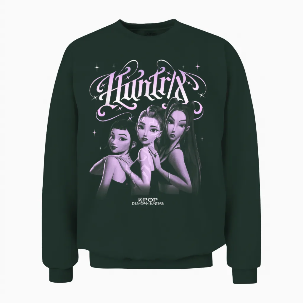 Kpop Demon Hunters Huntrix Gothic Officially Licensed Unisex Sweatshirt in Forest