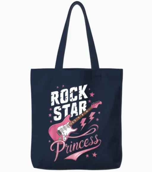 Guitare électrique Pour Filles Et Femmes - Motif Rock Star Princesse Tote Bags - Navy