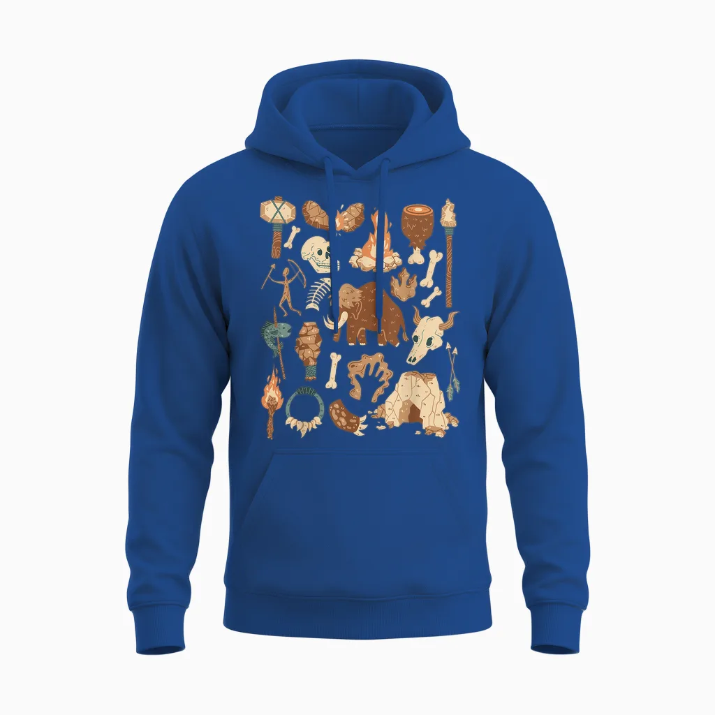 Stone Age T-Shirt, Black Unisex Hoodie in Royal