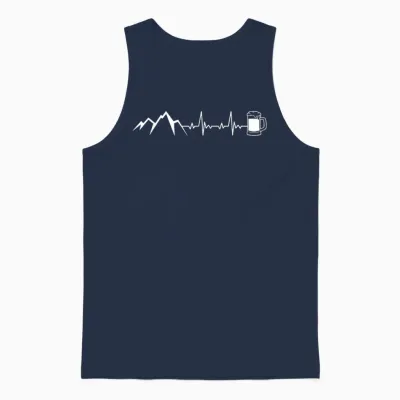 Berge Herzschlag Beer X Frequency Pulse Mountains Mountain Beer Fun T-Shirt, Black Unisex Tank Top - Navy