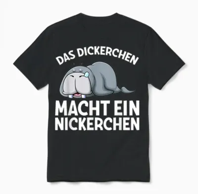 Das Dickerchen Macht Ein Nickerchen Walross Pyjama Schlaf Unisex T-Shirt - Black