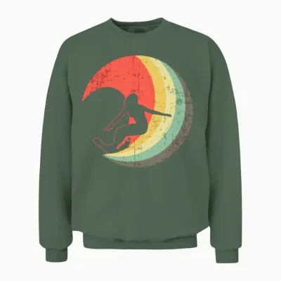 Surfer Girl Vintage Surfing Wave Gift Idea Unisex Sweatshirt - Military Green