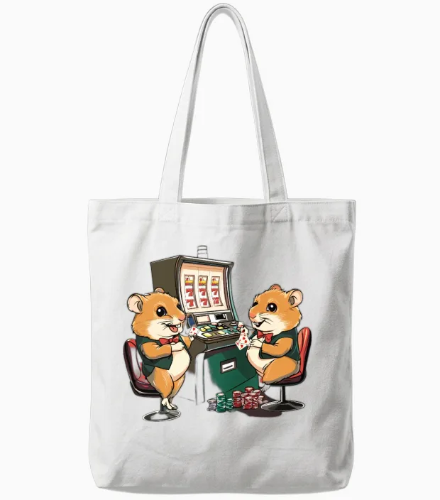 Jackpot Hamster Tote Bags in White