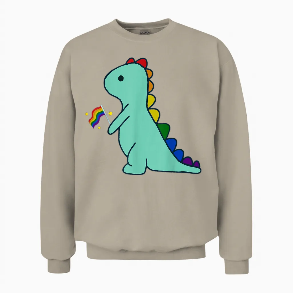 Lgbtq Allysaurus Dinosaurier Regenbogen Flagge Ally Gay Pride Monat Unisex Sweatshirt in Sand