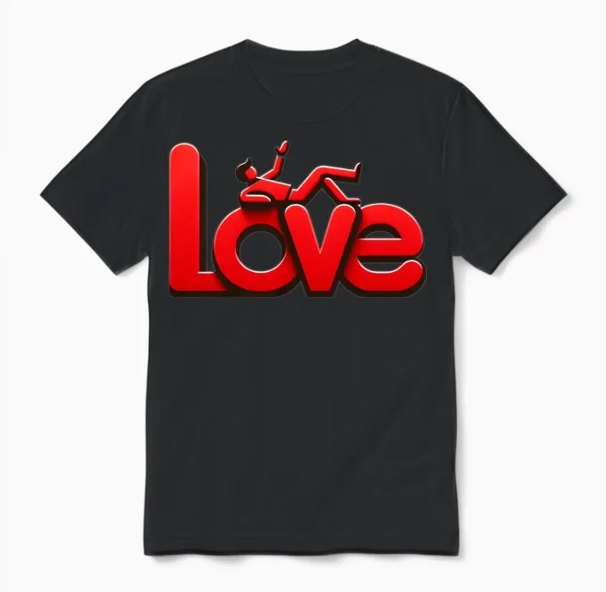 3d Love Typography with Creative Design Unisex T-Shirt in Black