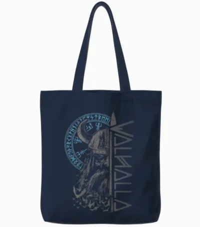 Wikinger Krieger Schwert Walhalla Runen Nordischer Kompass Tote Bags - Navy