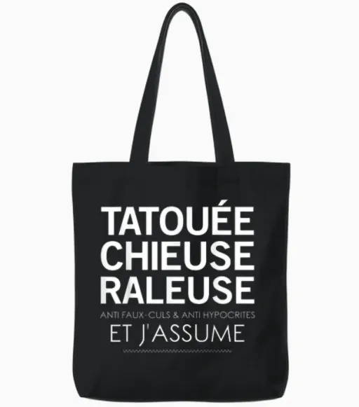 Tattooed, Shagging Anti Fake Ass & Anti Hypocrites T-Shirt, Black, S Tote Bags - Black