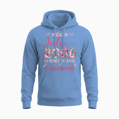 Juillet 2006 Cool Cadeau Anniversaire 20 Ans Pour Filles Unisex Hoodie - Carolina Blue